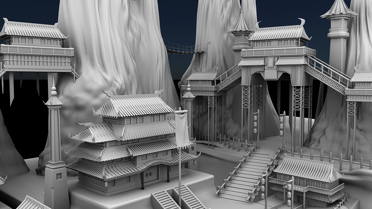 Maya建模-古风建筑群（图ZMzE2NzMzNjI4） - 场景 - 站酷设计师w昨夜星辰昨夜风原创素材 - 站酷ZCOOL