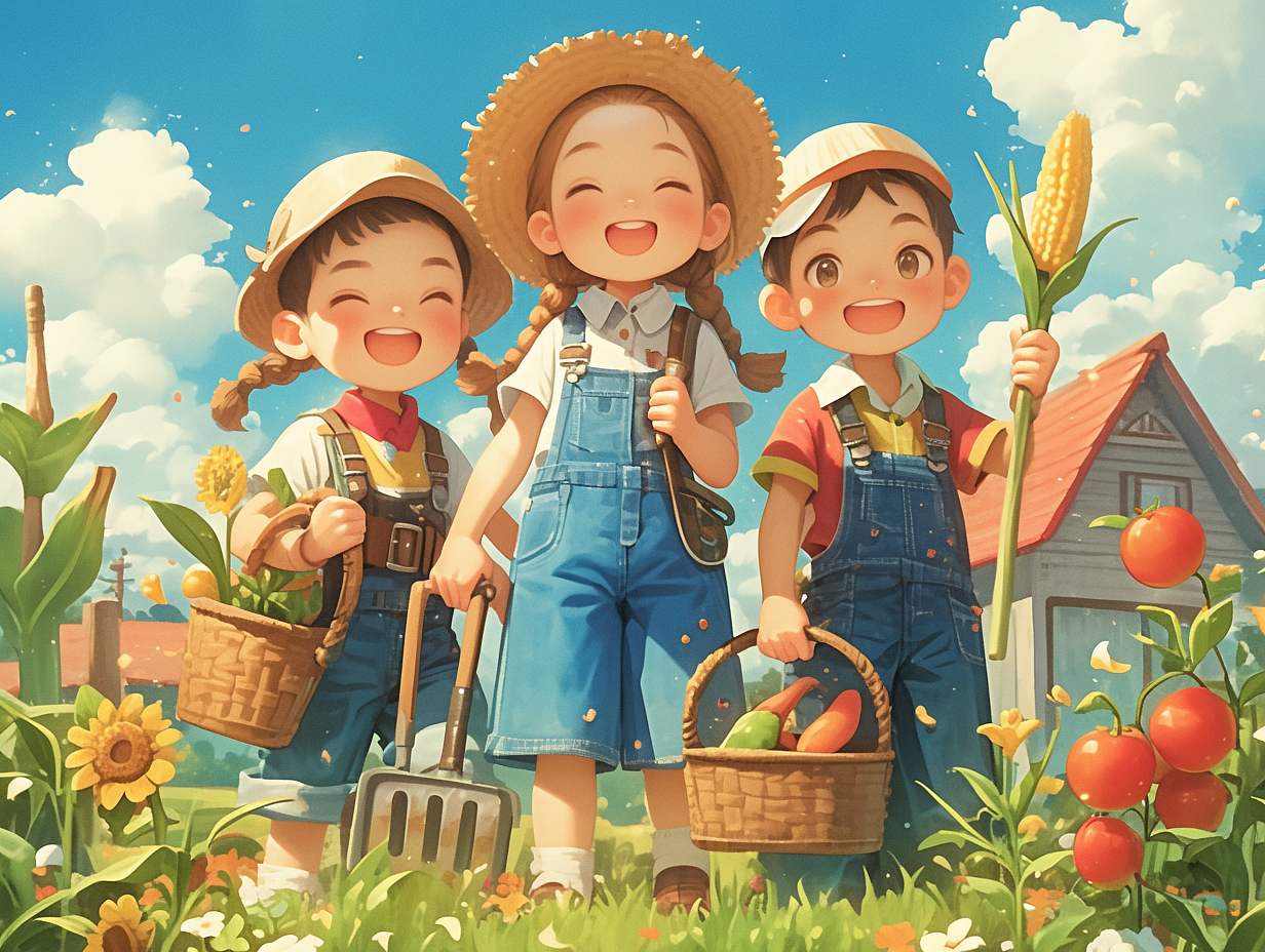 农耕文化-卡通小朋友，研学基地，游乐农庄（图ZMzY2OTA5MjIw） - 图案 - 站酷设计师智绘素材库原创素材 - 站酷ZCOOL