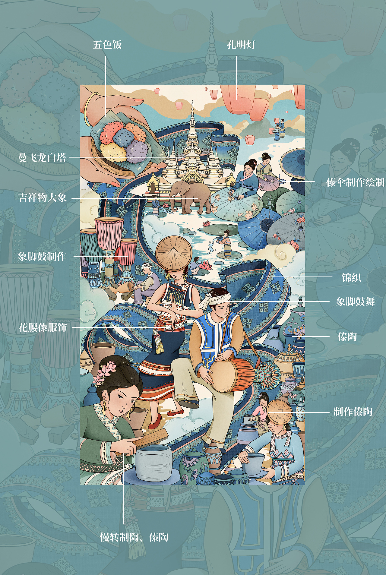 少数民族插画 国潮风系列插画 梵米诗 站酷ZCOOL