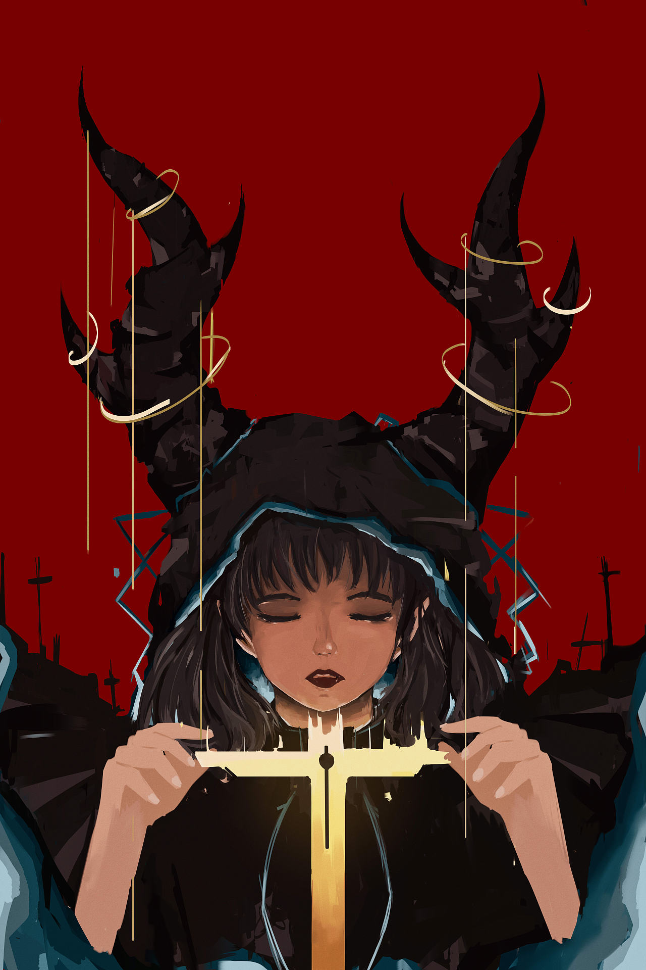 鹿角少女—电子杂志 封面 平面排版插画设计