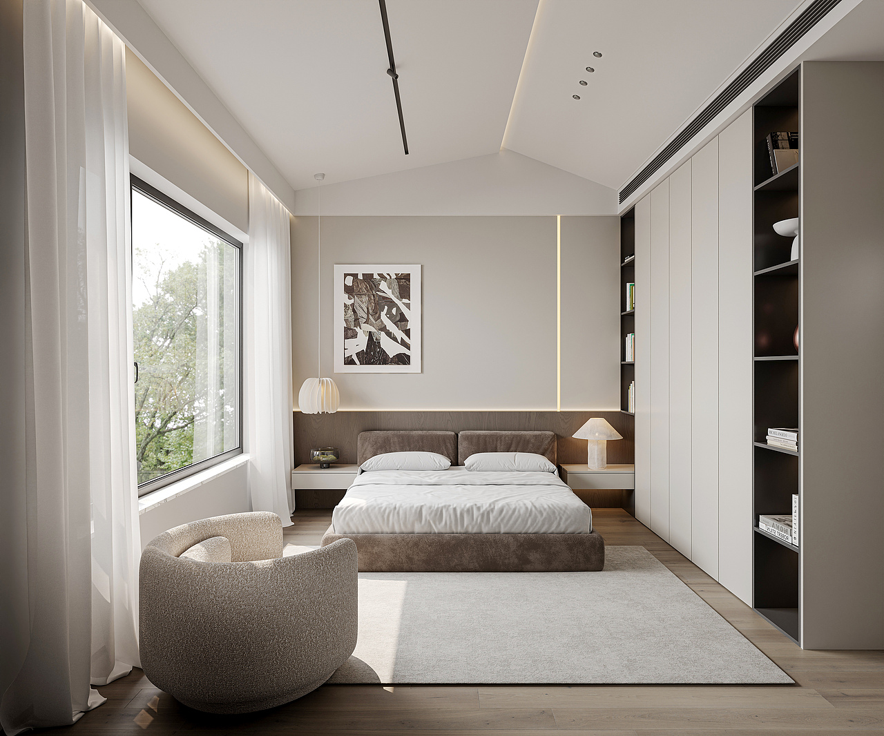 新作｜现代 挑空 别墅卧室  