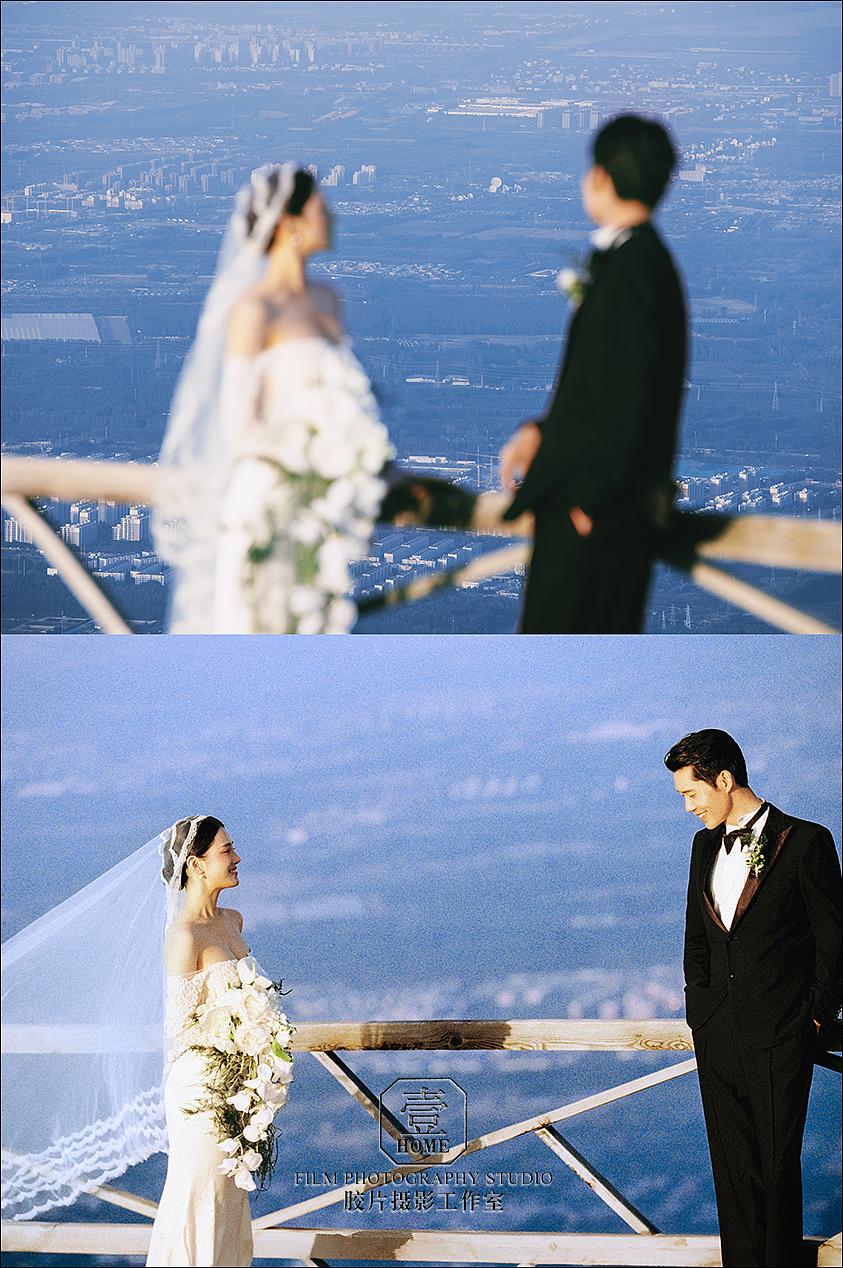 为了这组电影感婚纱照,爬到了北京的山顶