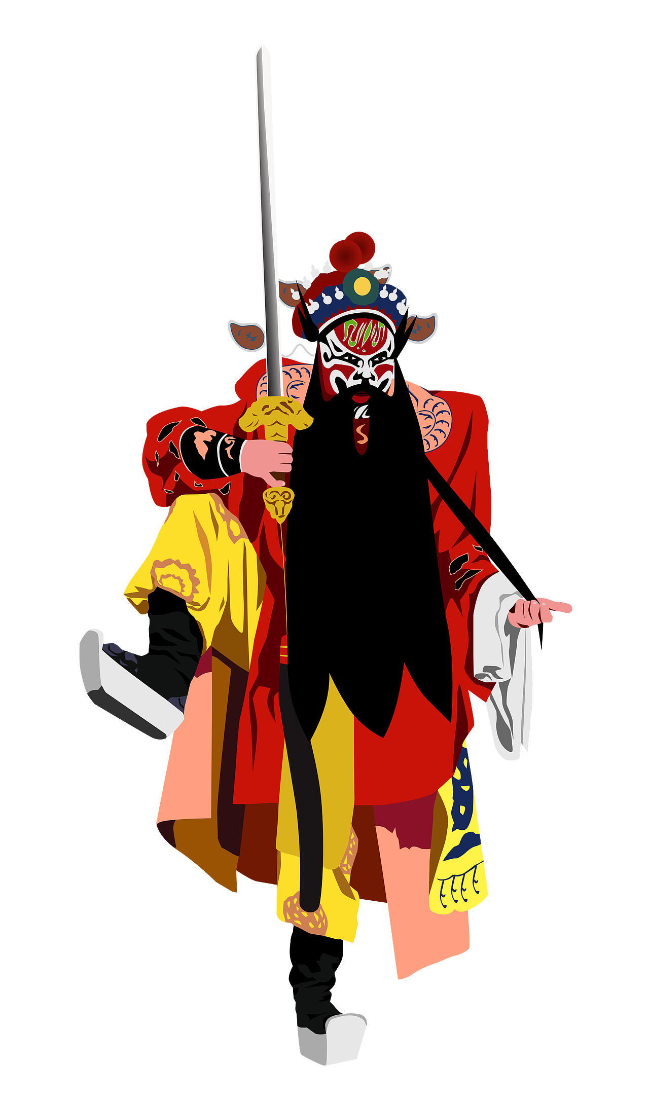 秦腔戏曲插画——钟馗嫁妹