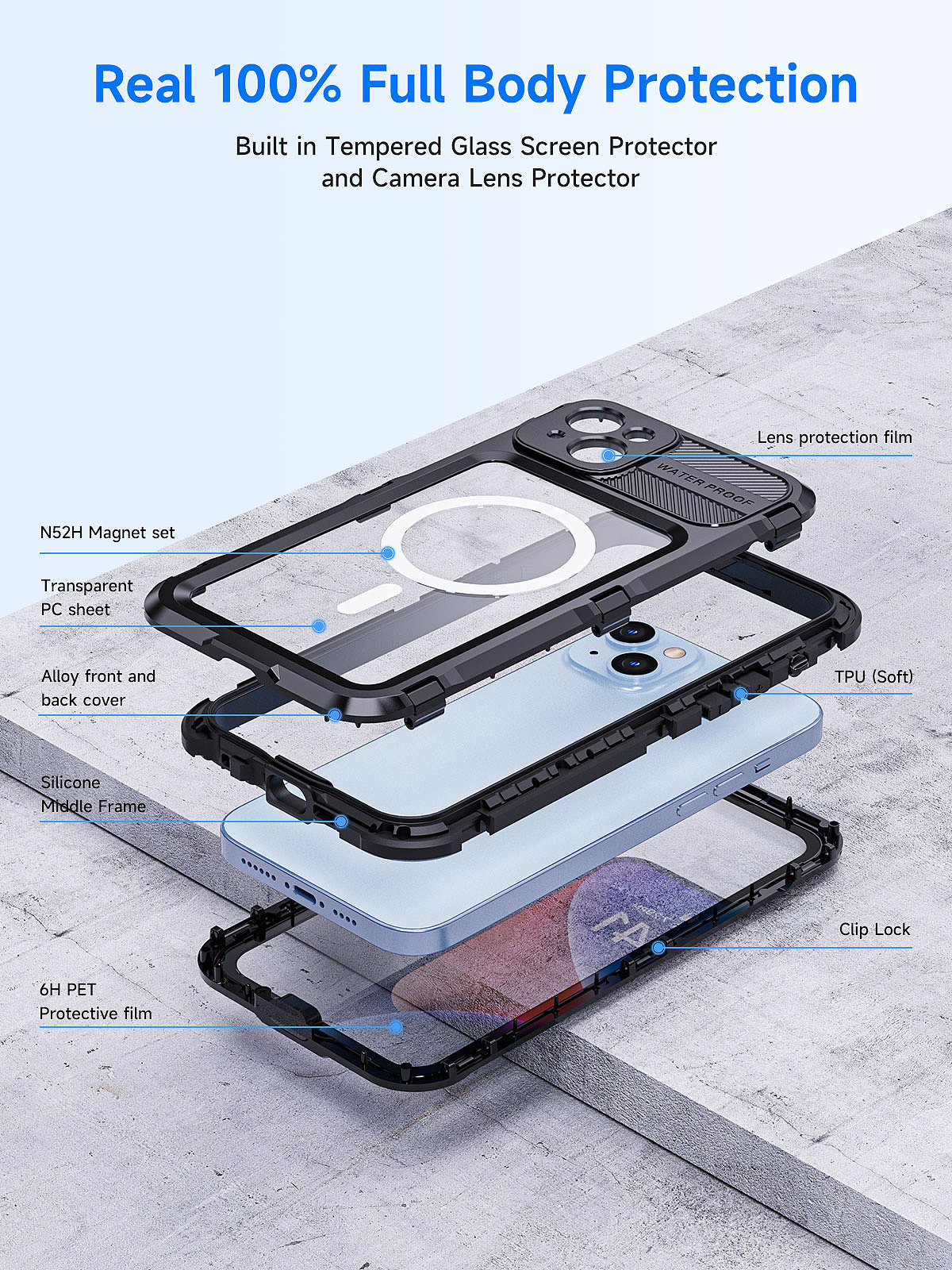 亚马逊产品排版渲染设计-iPhone14系列金属款手机壳