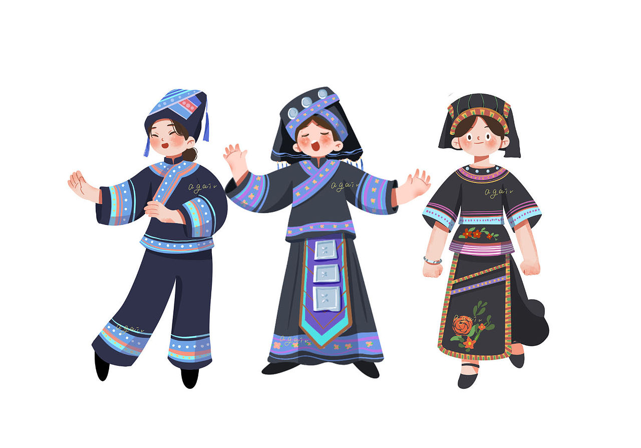 民族人物插畫（圖ZMzYwMzkxOTI4） - 繪本 - 站酷設(shè)計師啊蓋桑原創(chuàng)素材 - 站酷ZCOOL