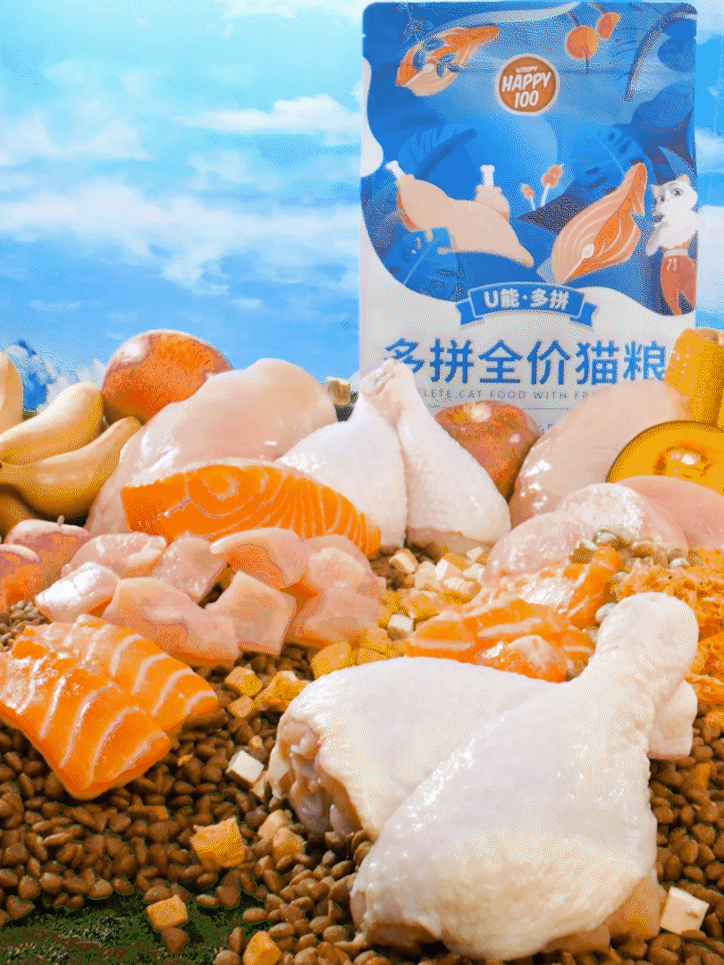 冻干多拼全价猫粮宠物食品中宠HAPPY100电商竖版短视频