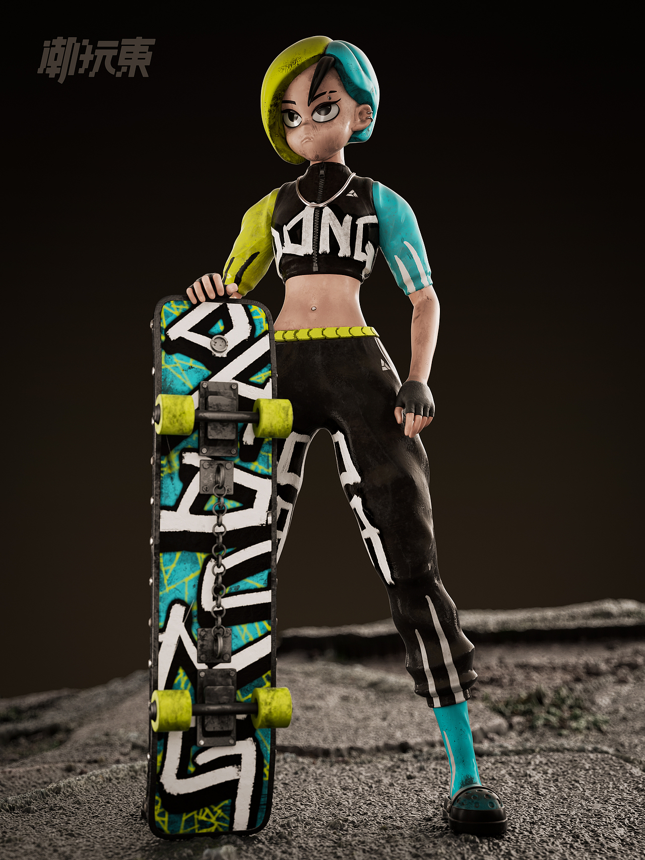滑板女孩，廢土上的風(fēng)行者?。▓DZMzY1ODA0MjA4） - 人物/生物 - 站酷設(shè)計師設(shè)計師大東原創(chuàng)素材 - 站酷ZCOOL