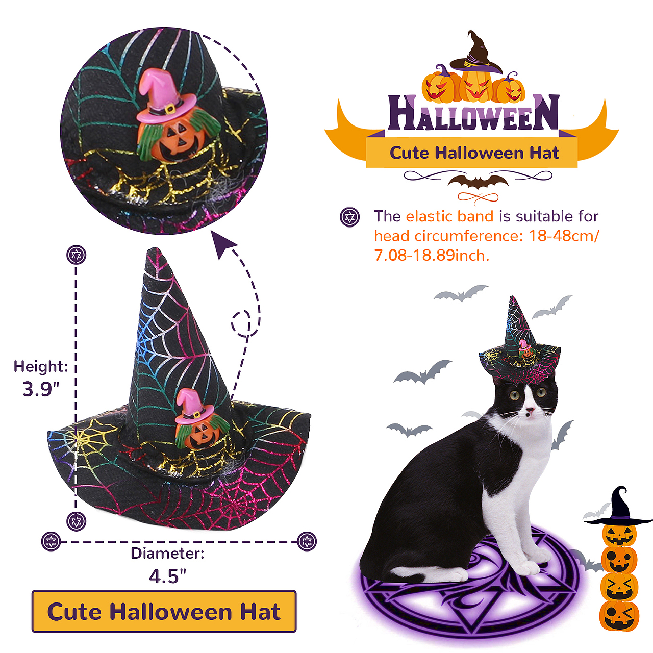 亚马逊 宠物 万圣节 女巫和南瓜套装