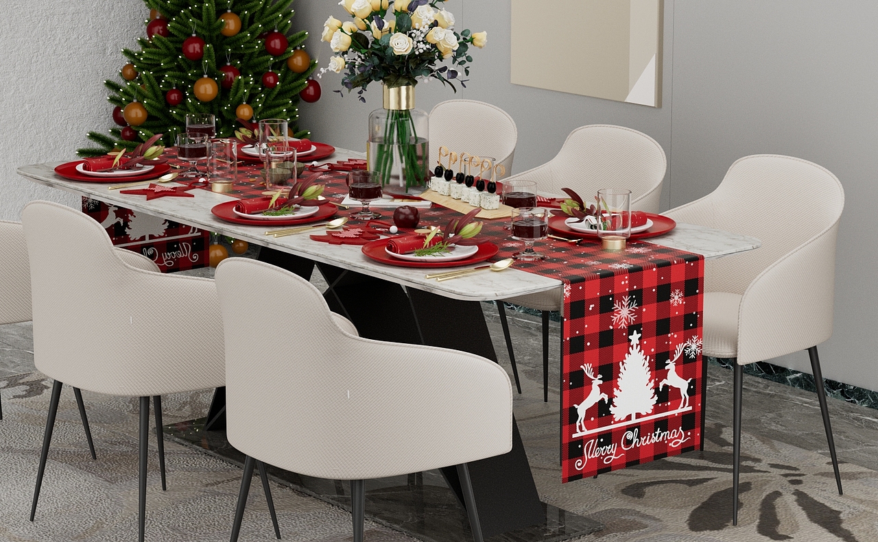 圣诞节餐桌桌旗渲染（图ZMzI2NDAyNjQ4） - 产品 - 站酷设计师喜庆C4DAi原创素材 - 站酷ZCOOL