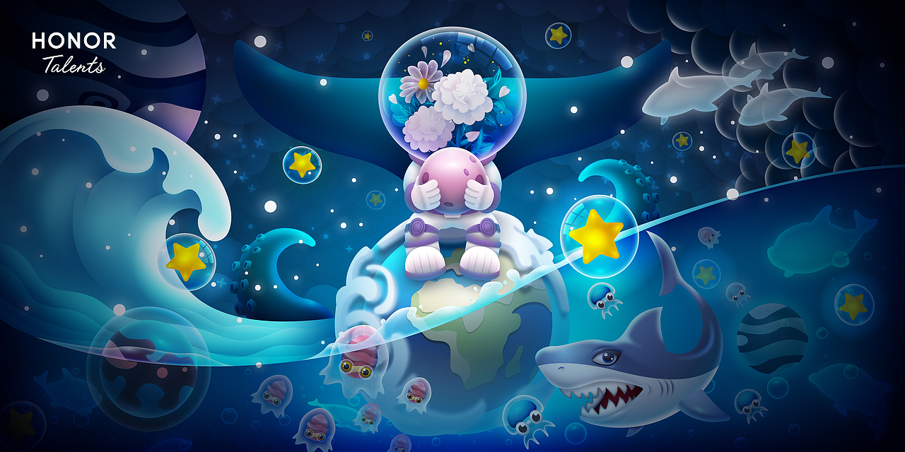 鲸落海底（图ZMzE1MTQ1ODY4） - 商业插画 - 站酷设计师YUN帆原创素材 - 站酷ZCOOL