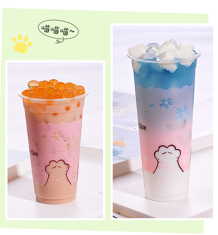 猫爪杯 樱花猫爪 90口径奶茶杯