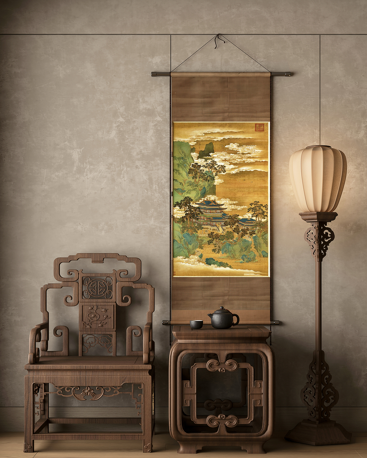 中式效果图临摹（图ZMzIzMzc5NDYw） - 家装设计 - 站酷设计师上典设计原创素材 - 站酷ZCOOL