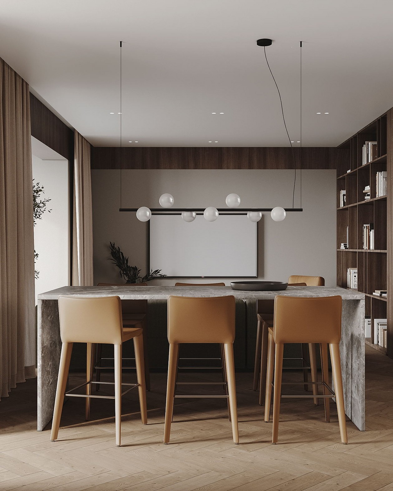 胡桃木+绿色 用理性构建别样美学（图ZMzI1MjgwODY0） - 家装设计 - 站酷设计师室内设计盈盈原创素材 - 站酷ZCOOL