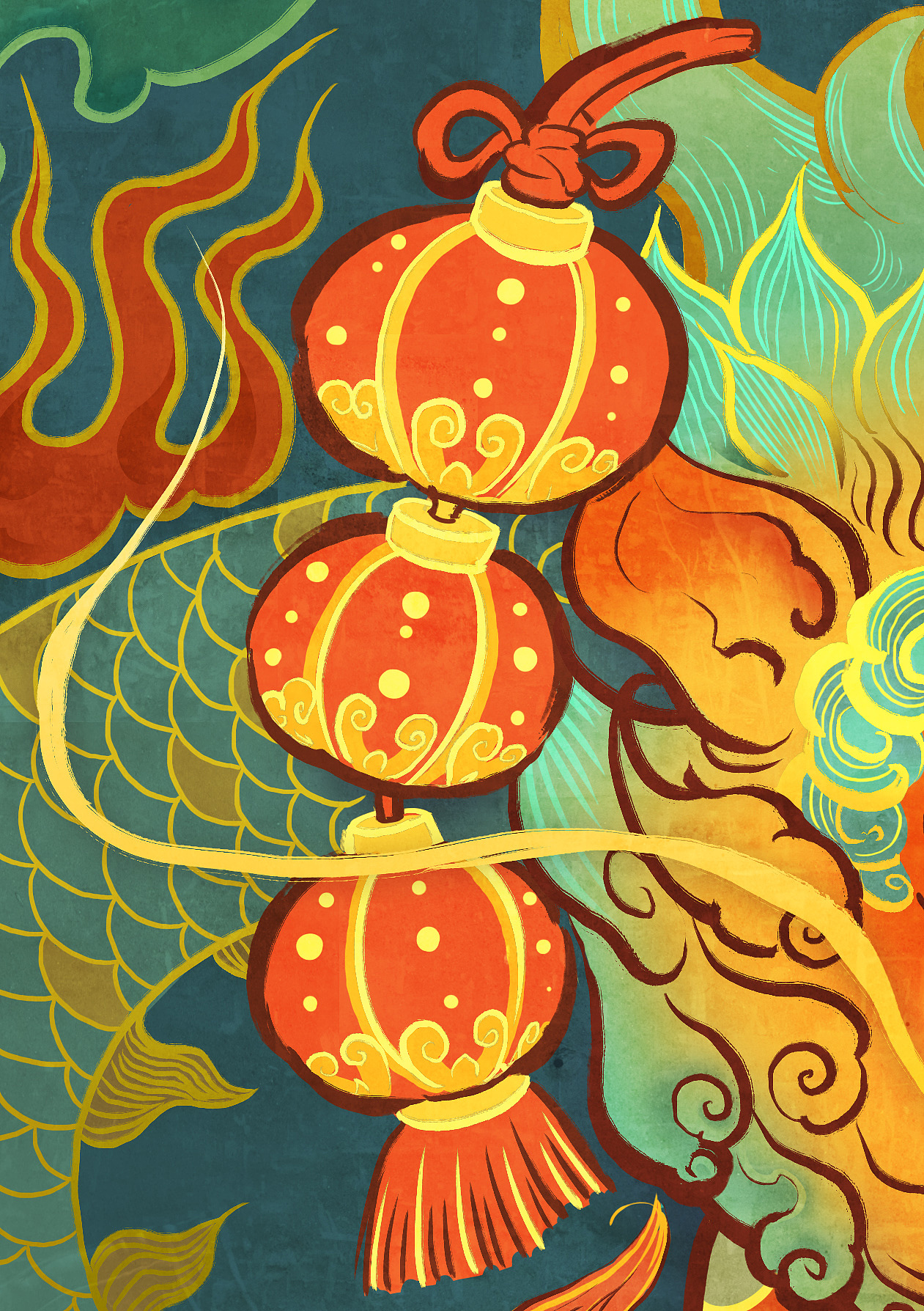 2024龙年贺岁图《震耳遇龙》（图ZMzYyMDUwMzE2） - 商业插画 - 站酷设计师椿树工作室原创素材 - 站酷ZCOOL