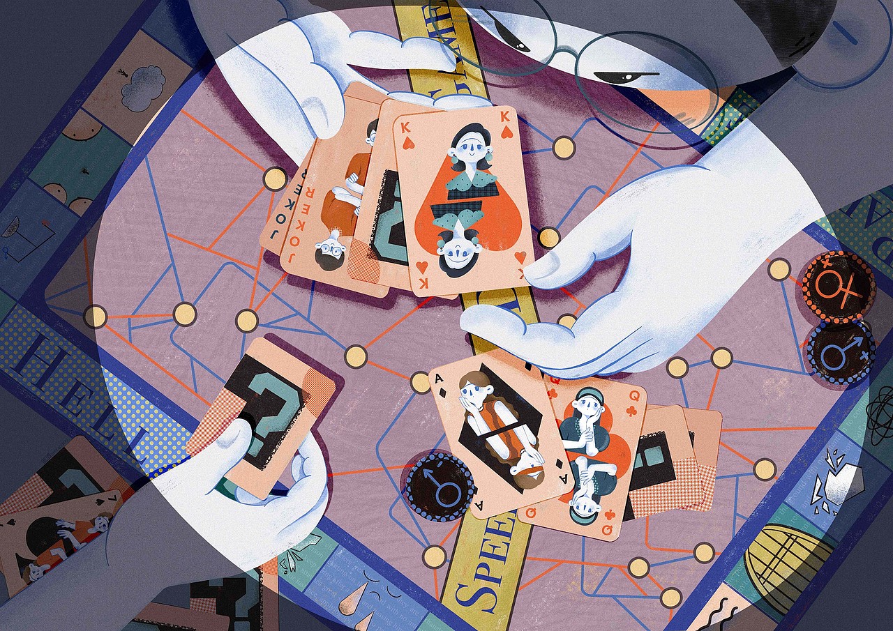 社論插畫｜女性社會(huì)話題｜相親牌局（圖ZMzM1ODg1MTg4） - 創(chuàng)作習(xí)作 - 站酷設(shè)計(jì)師氤酒原創(chuàng)素材 - 站酷ZCOOL