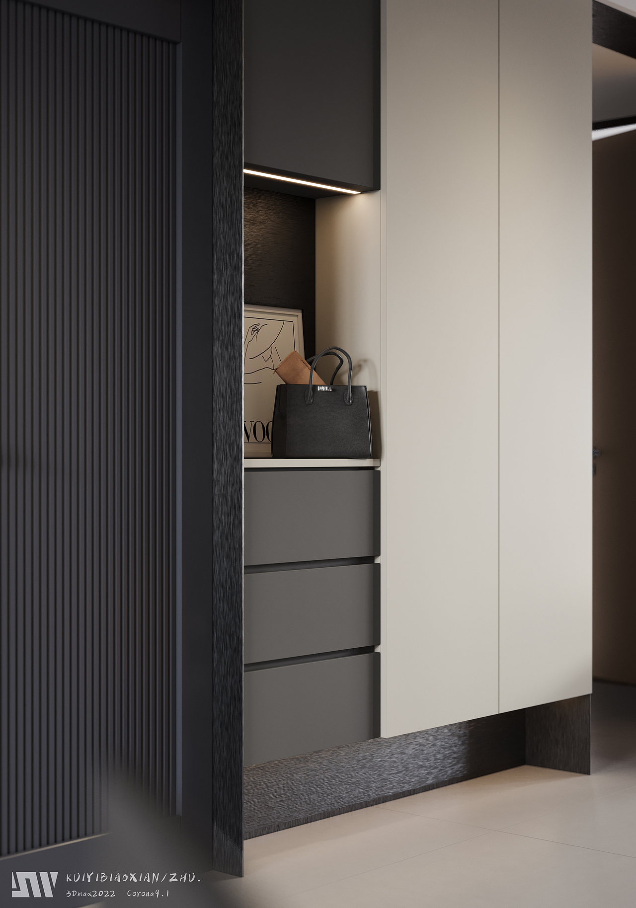 一套现代简约客厅效果图