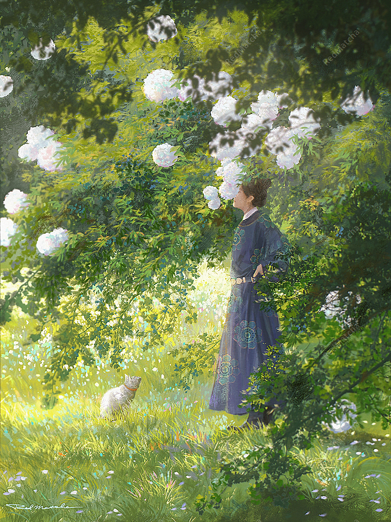 花与风的季节（图ZMzY5MDM4NDc2） - 艺术插画 - 站酷设计师RedMatcha_原创素材 - 站酷ZCOOL