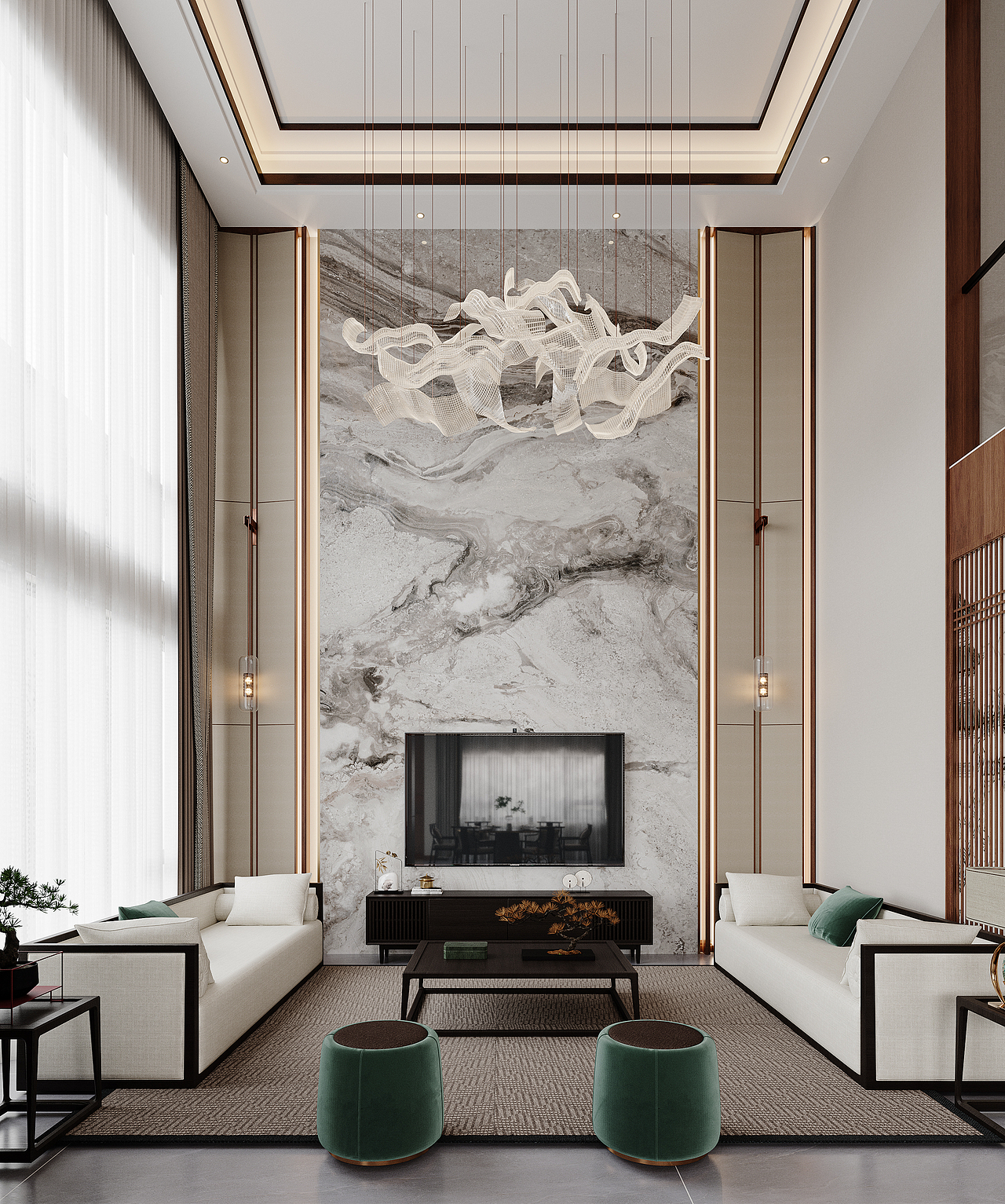 新中式挑空别墅地下室