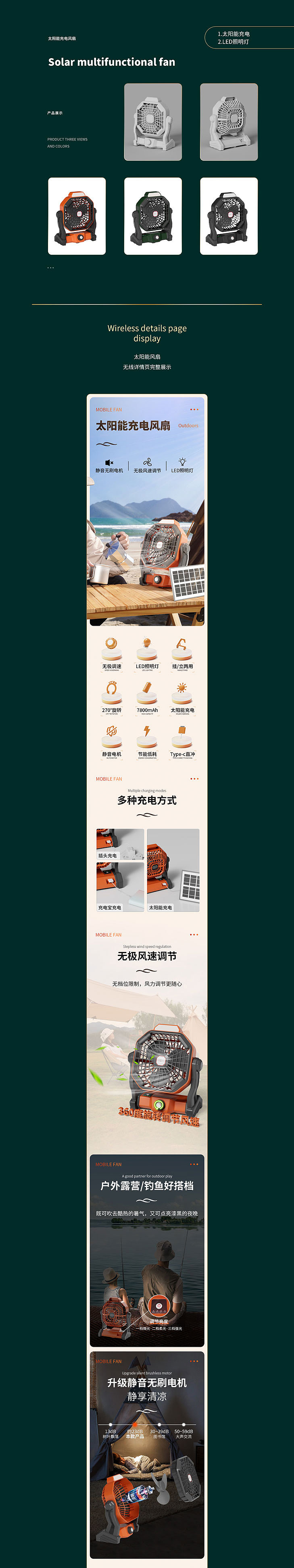 太阳能充电风扇无线端详情