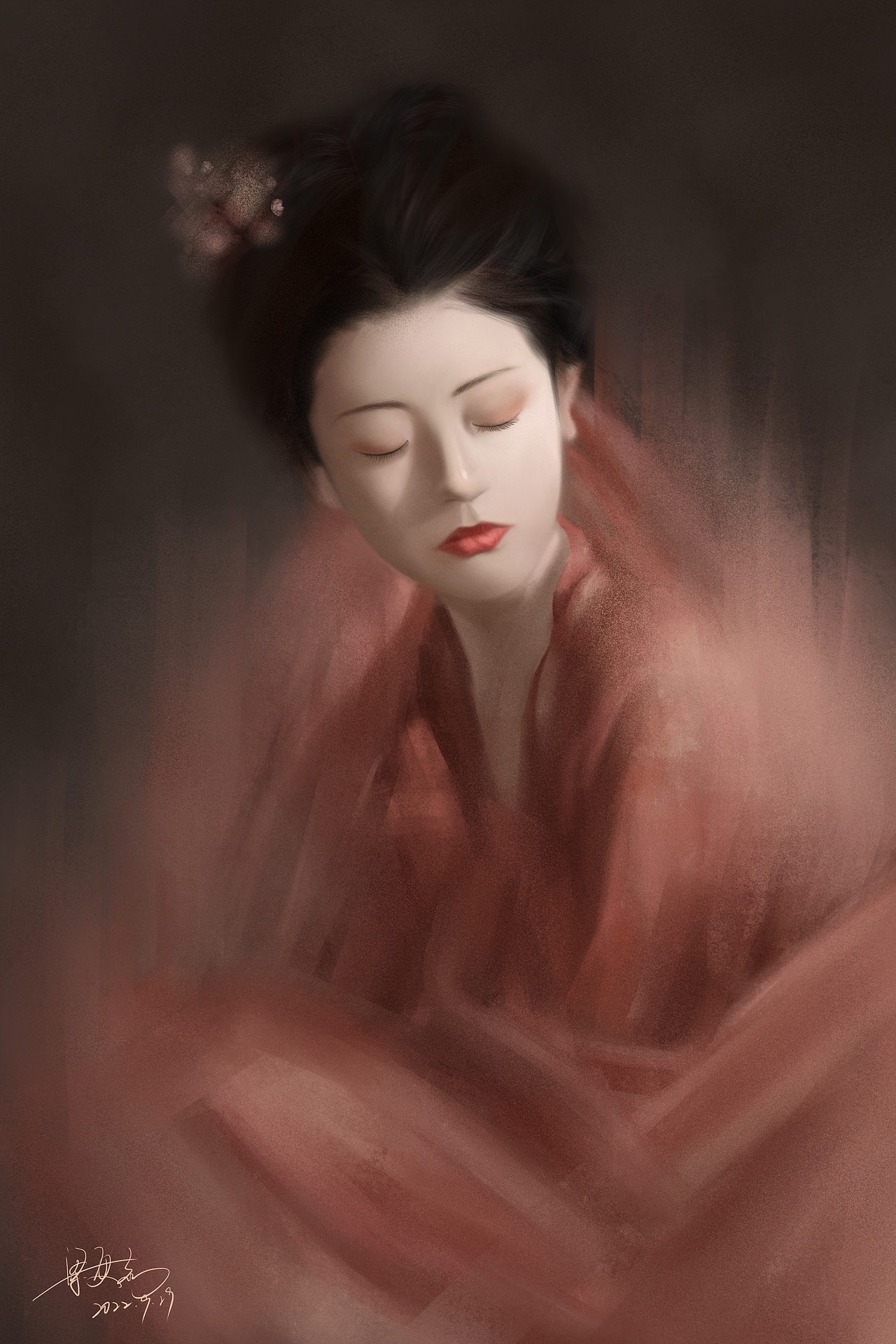 《穿红装的女子》