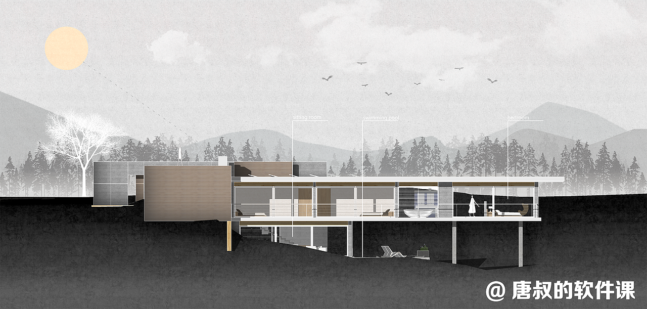 山地别墅—剖立面图