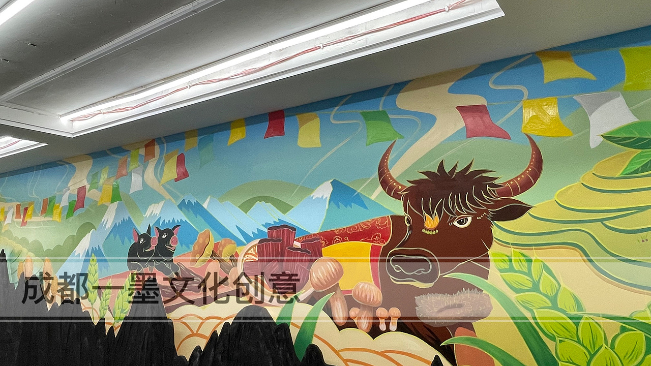 成都墙绘 插画 成都壁画 成都手绘 浮雕壁画 浮雕墙绘