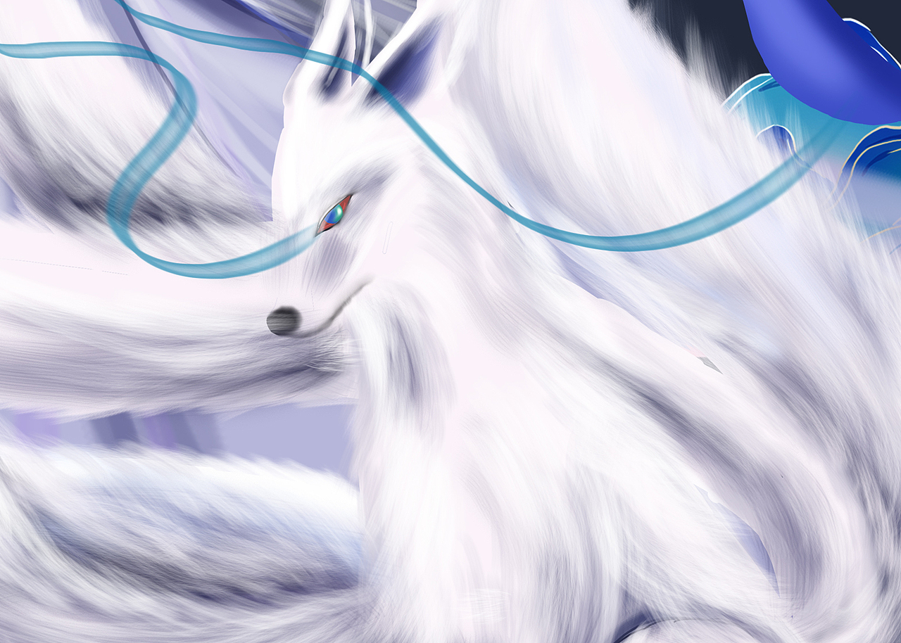 以九尾狐和人物相结合进行创作zhengzhou/graphic designer/115 days