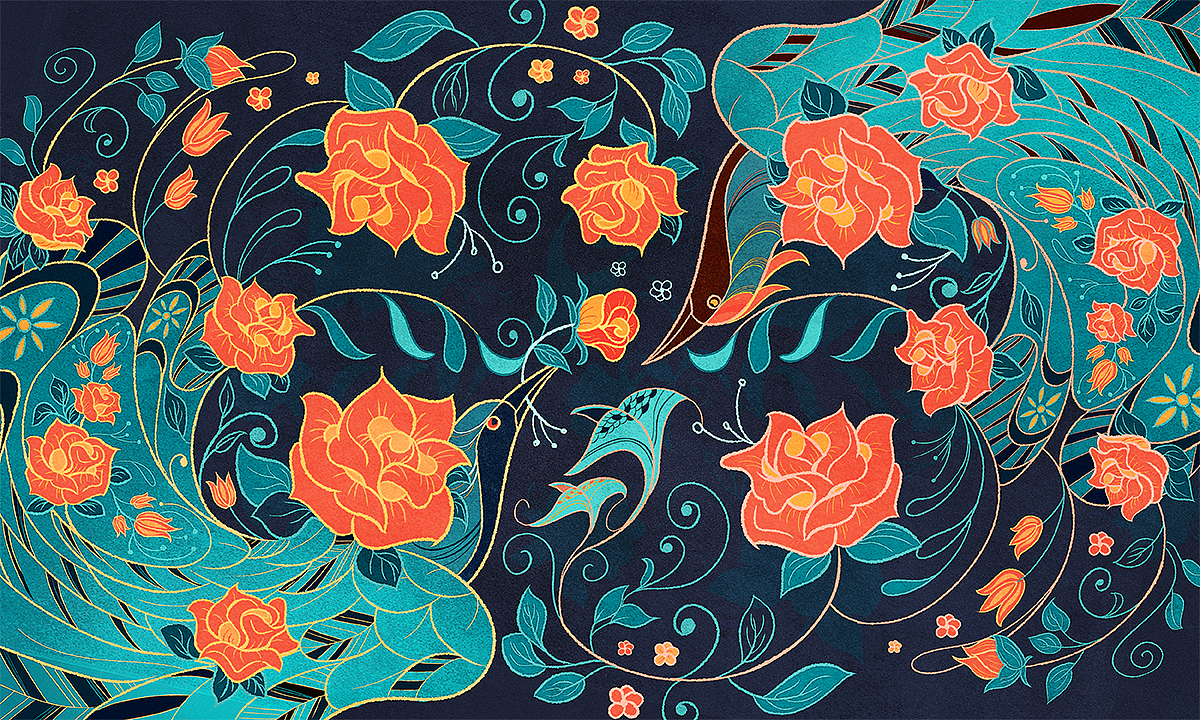 中国风玫瑰（图ZMzEwODUzMTk2） - 商业插画 - 站酷设计师琉璃境插画原创素材 - 站酷ZCOOL