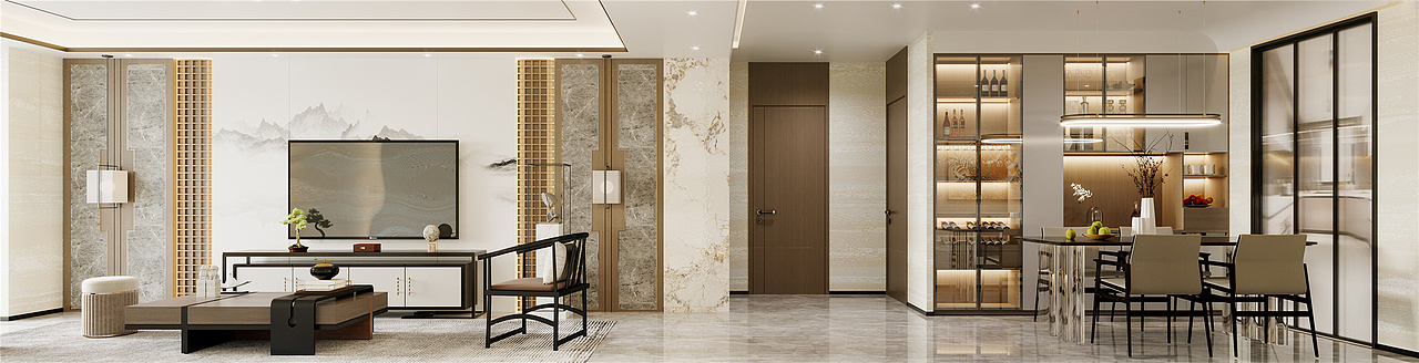 新中式|东方系列，气质新中式（图ZMzE4NDc4NzI0） - 其他空间 - 站酷设计师效果图施工图慕晨原创素材 - 站酷ZCOOL