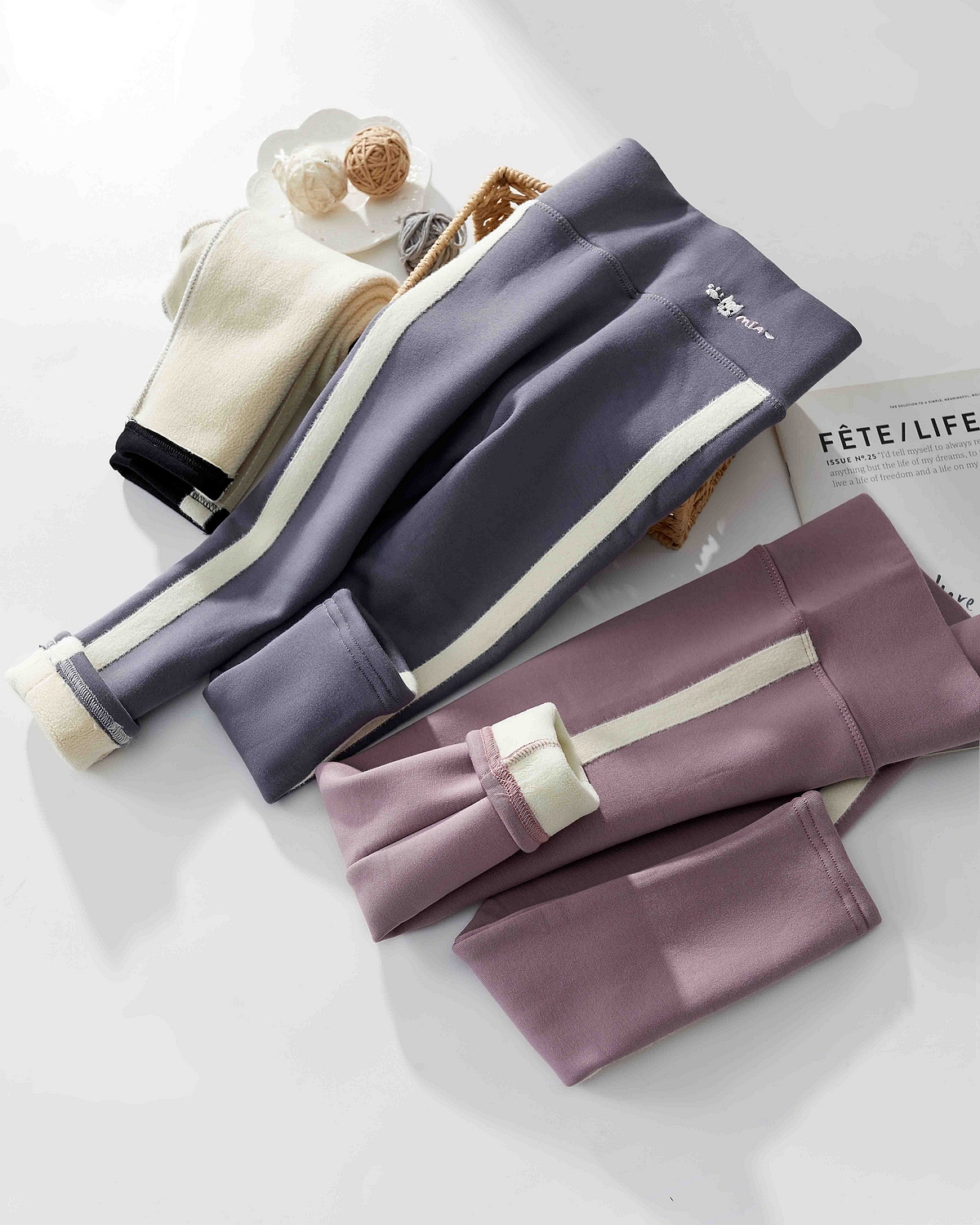 加绒打底裤平铺/场景摆拍/细节展示