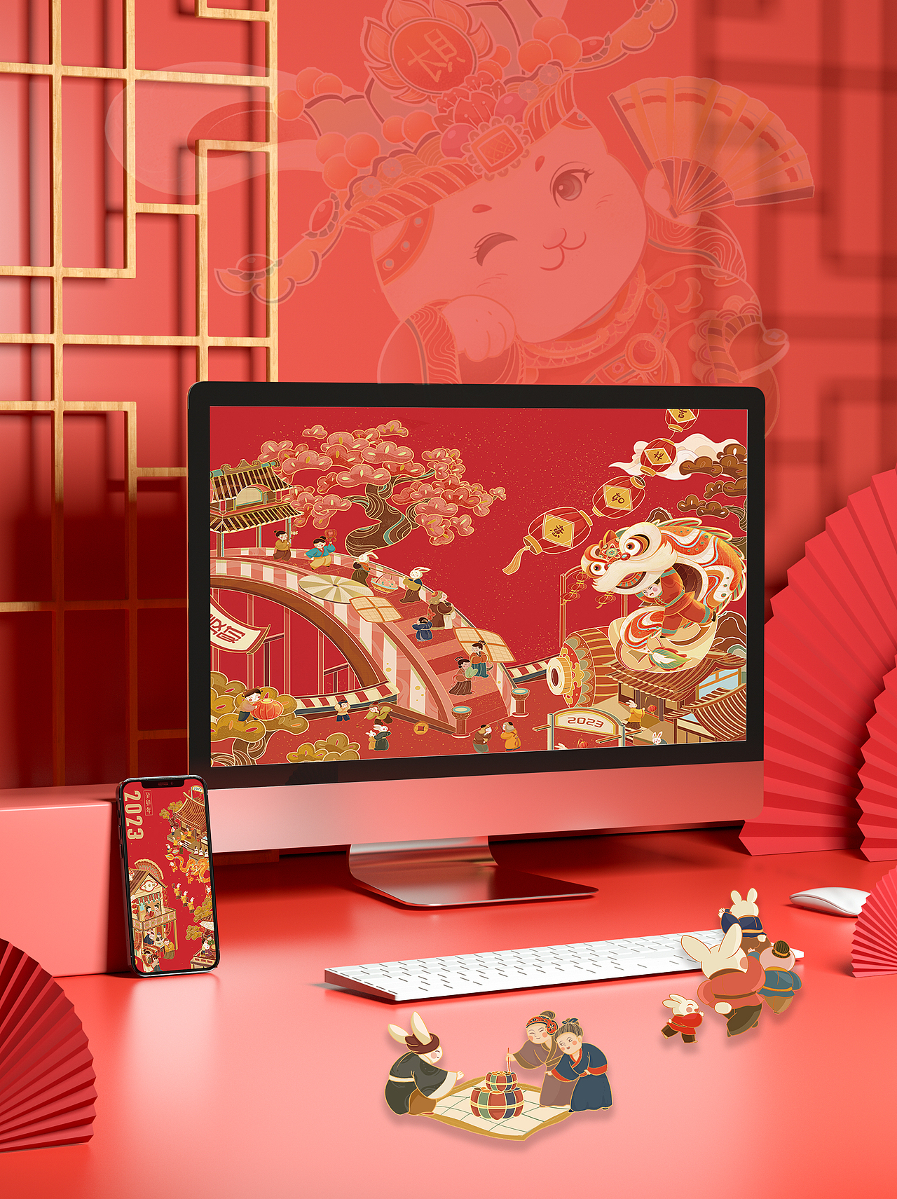 卯兔贺岁/兔年新春插画/包装/文创