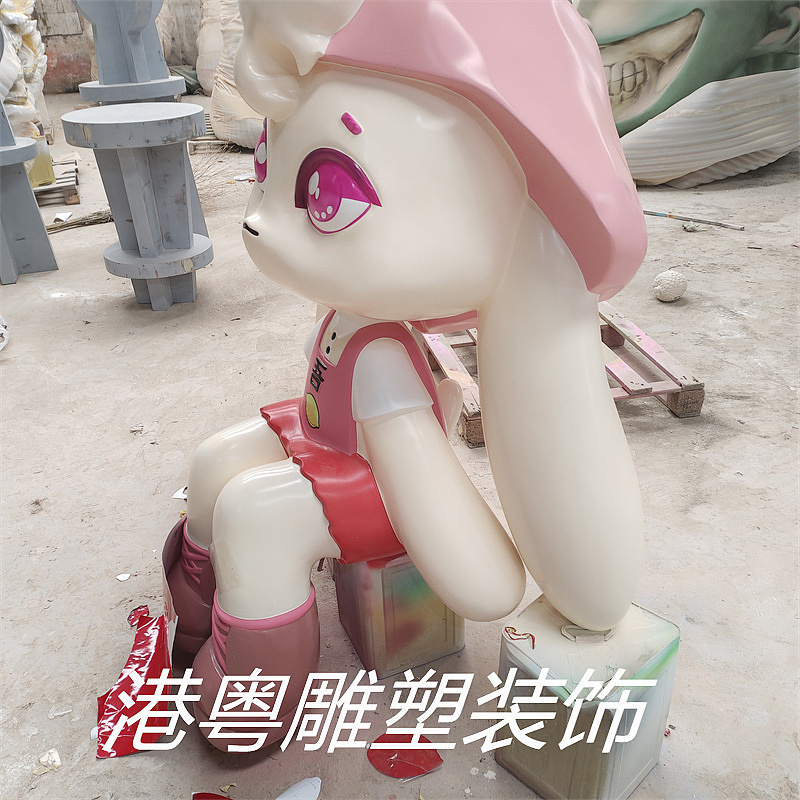 卡通三喵玻璃钢纤维奶茶店IP雕塑摆件装饰