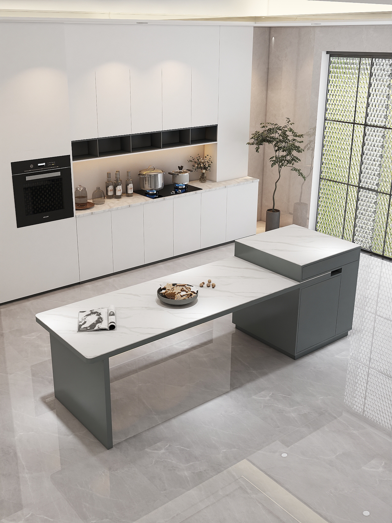 家具成品效果图-伸缩岛台