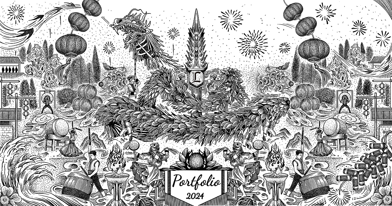 甲辰年新年插画（图ZMzYxOTU0MDM2） - 艺术插画 - 站酷设计师肆一SIYI原创素材 - 站酷ZCOOL