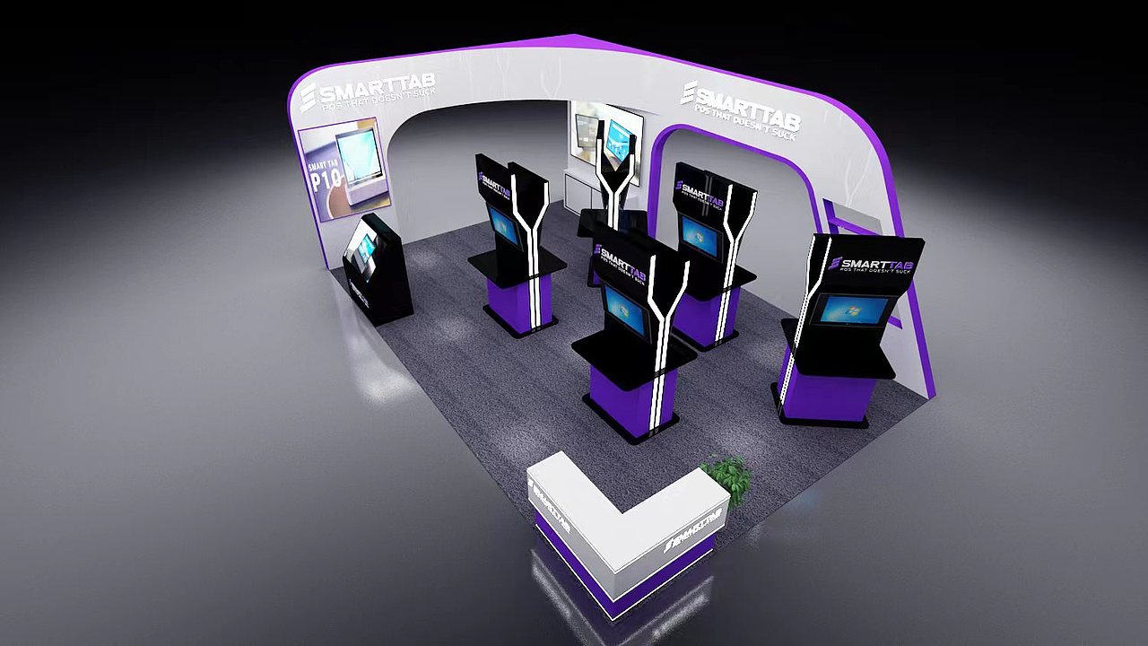 国外机器展示展位设计3D效果图