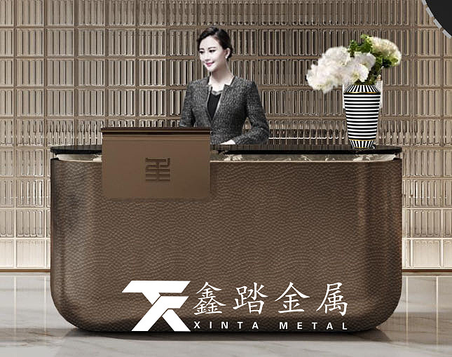 纯手工锻造锤纹肌理造型接待台、不锈钢吧台