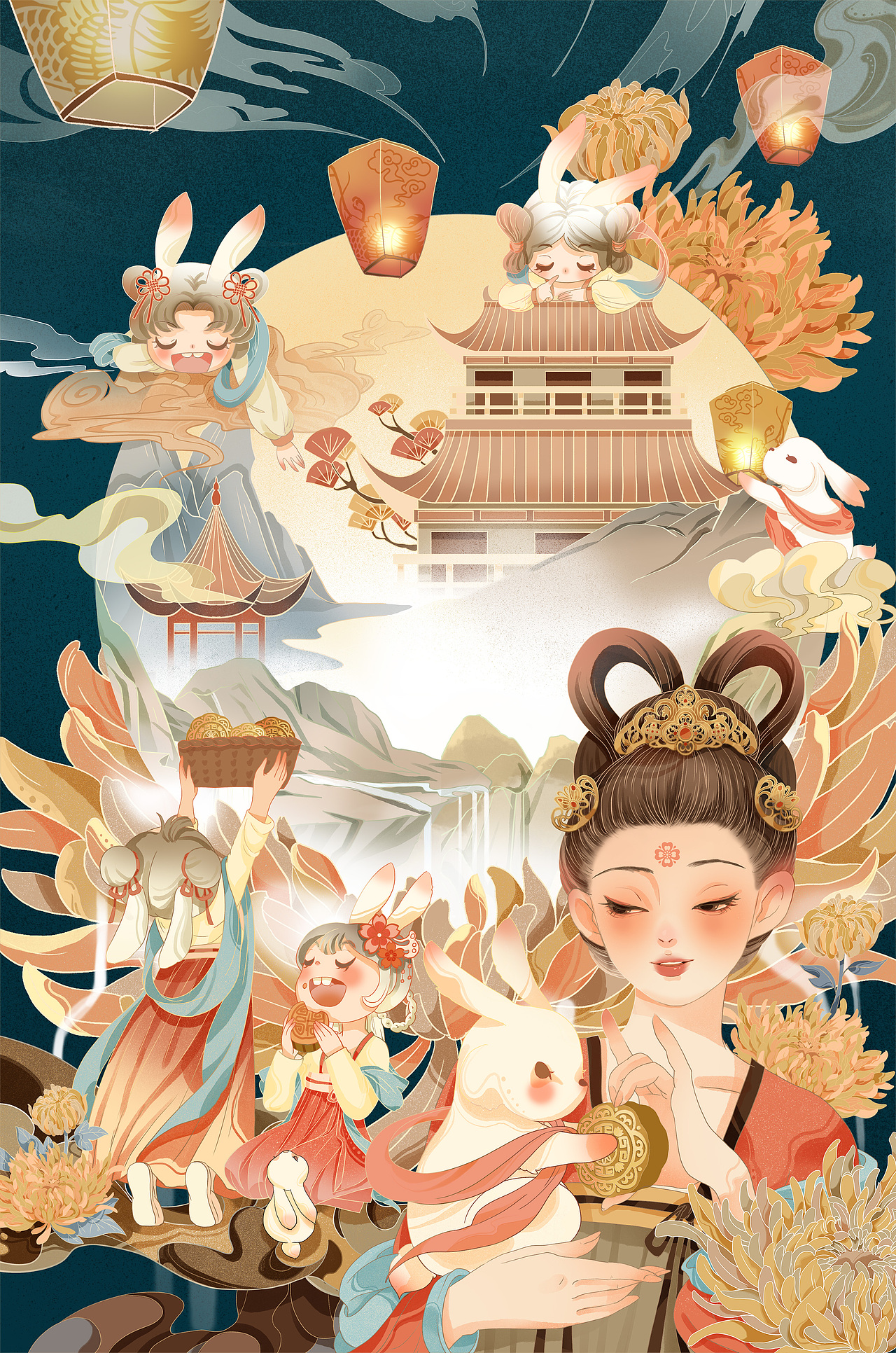 广寒天宫（图ZMzE1Nzc2OTUy） - 商业插画 - 站酷设计师目目桃原创素材 - 站酷ZCOOL