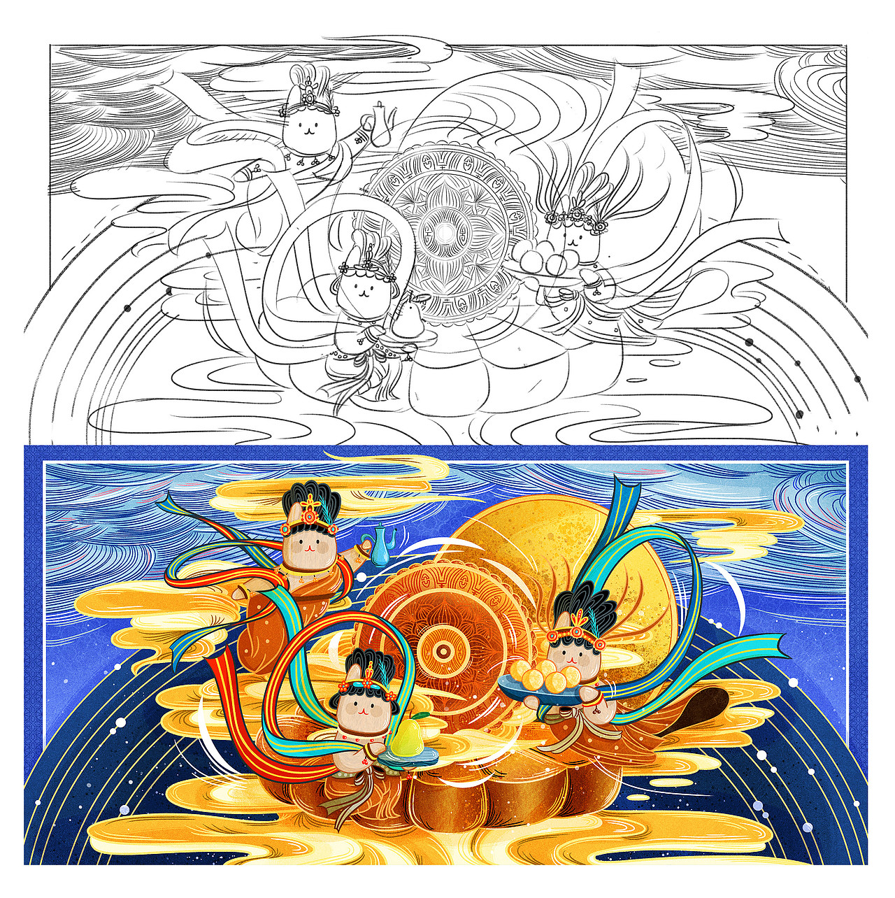 三兔共耳作品 | 敦煌星际兔（图ZMjk3MzY1MzMy） - 商业插画 - 站酷设计师aaaamieya原创素材 - 站酷ZCOOL