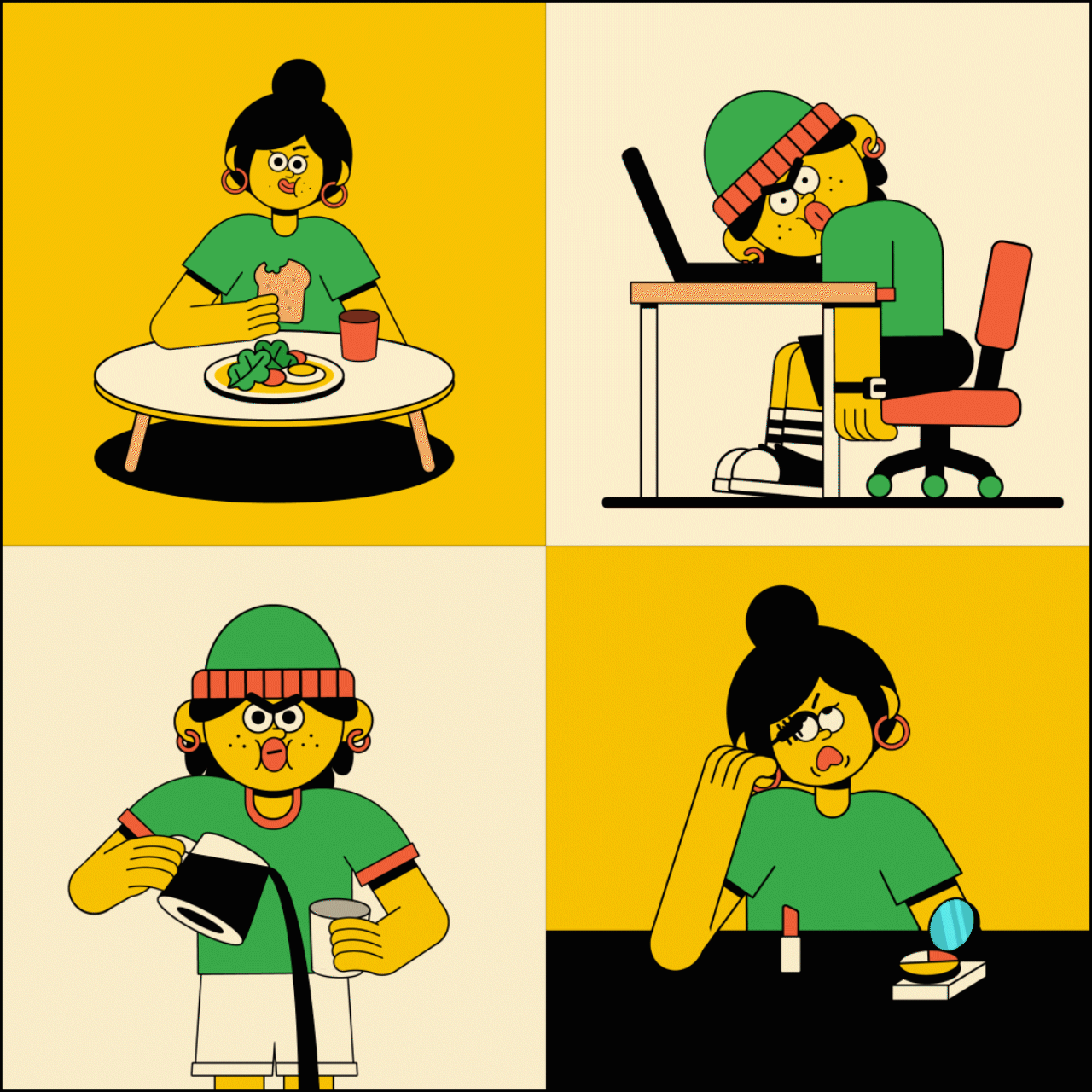 IP插画丨意外诞生的小CP