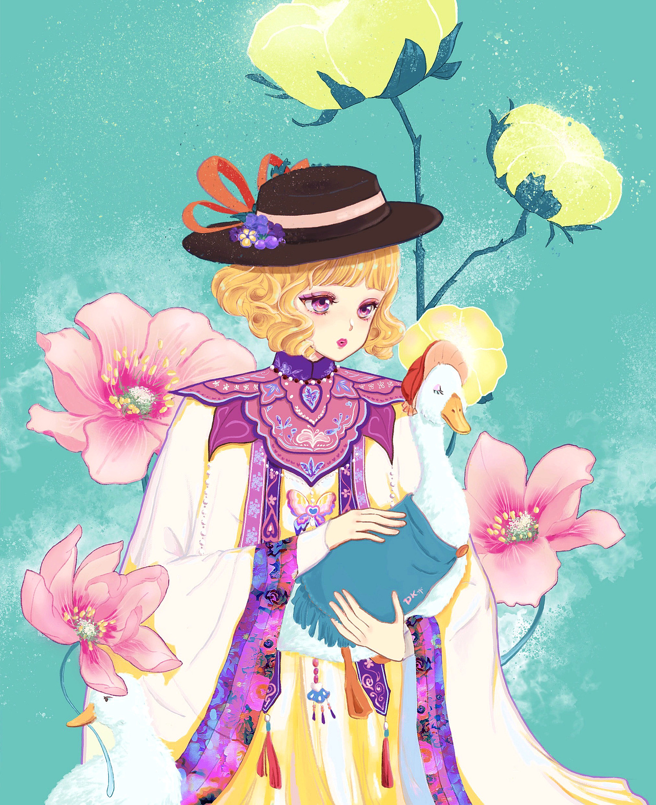 抱白鹅的小女孩（图ZMzE5MjI2MTky） - 创作习作 - 站酷设计师DK_dragonfly原创素材 - 站酷ZCOOL