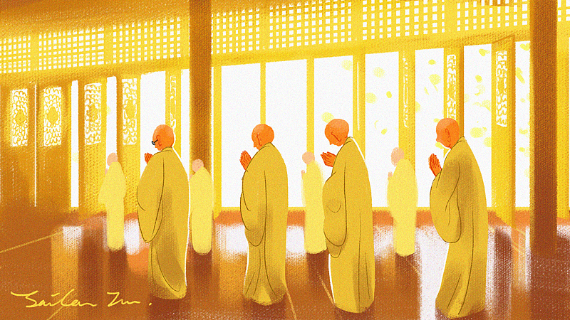 昭觉寺大殿诵经印象图。（图ZMzA4MjI3MTU2） - 创作习作 - 站酷设计师stellejuno原创素材 - 站酷ZCOOL