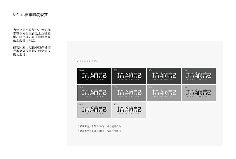 拾猫记品牌视觉识别手册及VI应用效果