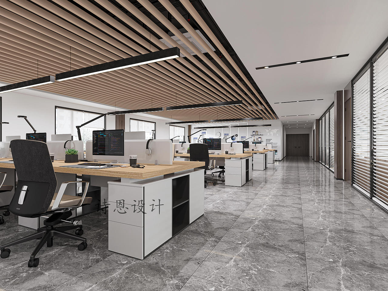 开放共享的办公空间设计,黑白灰的利落