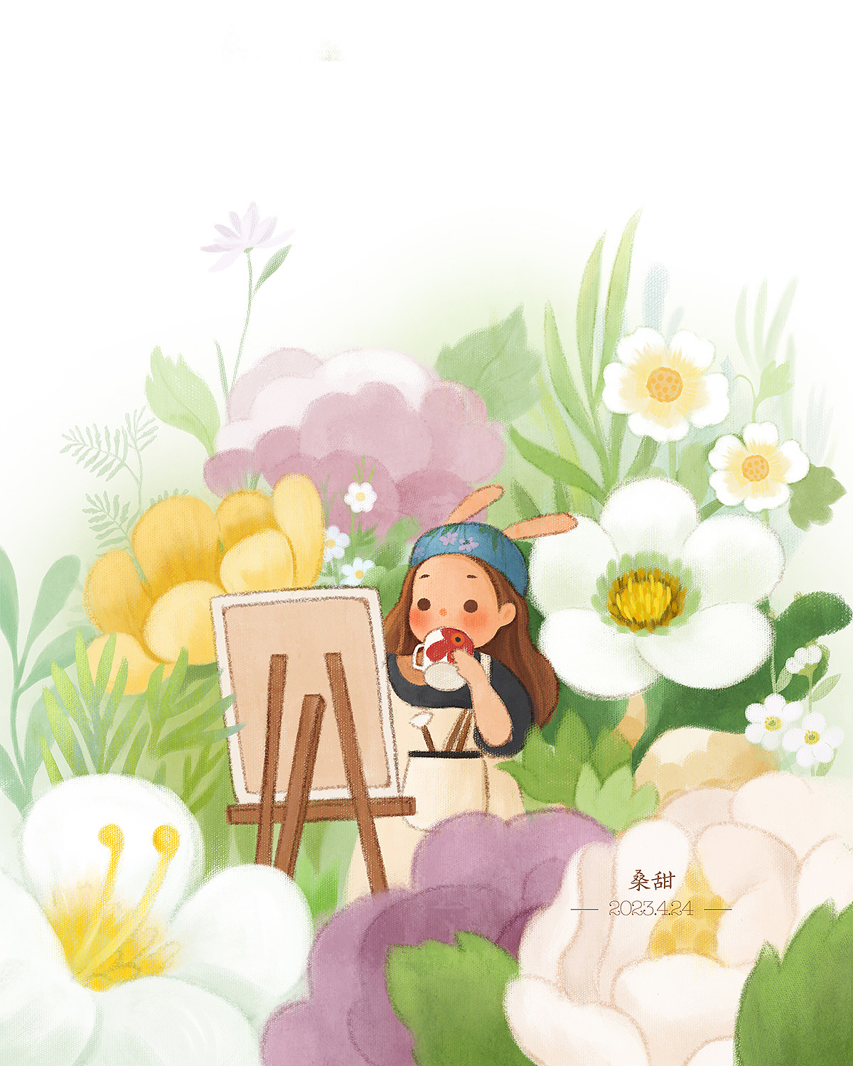 花与画,与当日工作环境