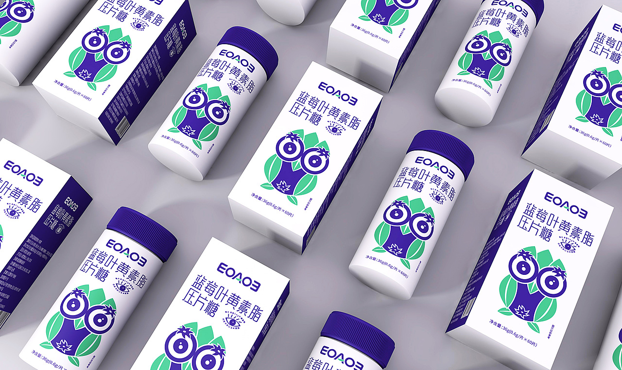蓝莓叶黄素脂压片糖包装设计（图ZMzQyMTIxOTg0） - 包装 - 站酷设计师思逸品牌创意设计原创素材 - 站酷ZCOOL