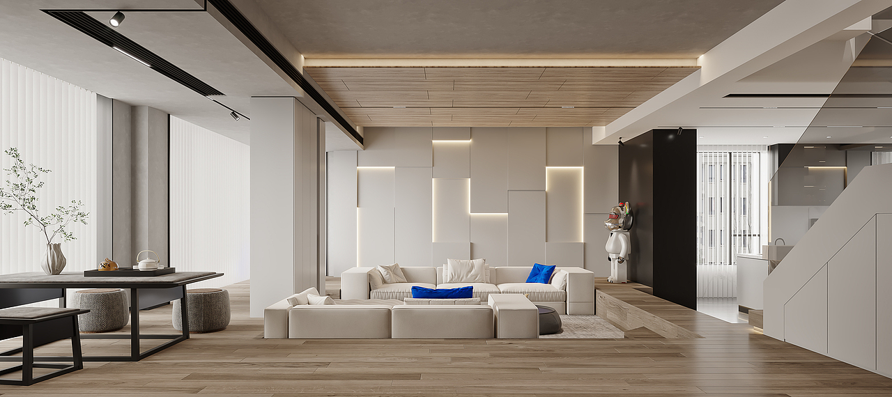 现代|克莱因蓝|下沉式客厅