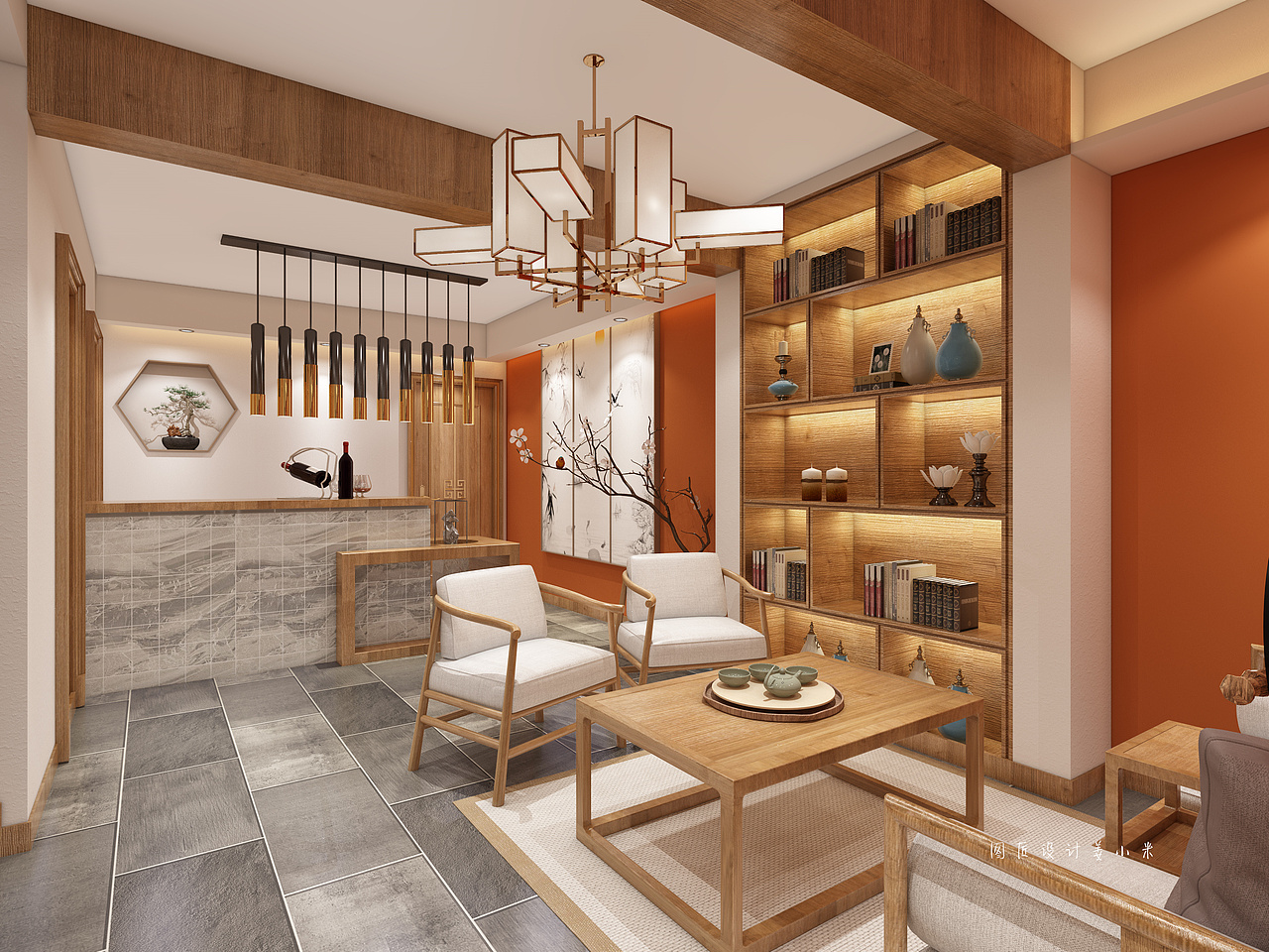 新中式茶室设计，修身养心，独属于中国的人浪漫！（图ZMzU3MzIyODYw） - 商业空间设计 - 站酷设计师小米爱设计灬原创素材 - 站酷ZCOOL