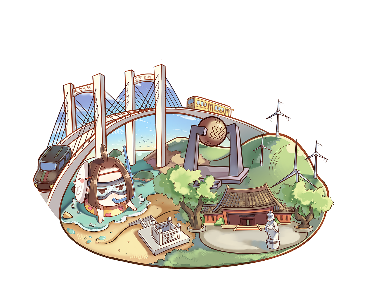 商稿-汕头地图（项目）（图ZMjk2MzI2MDQw） - 商业插画 - 站酷设计师秃发飘飘原创素材 - 站酷ZCOOL