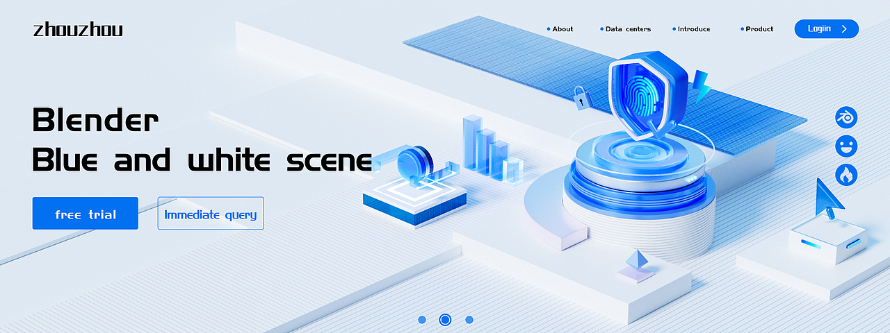 Blender微软毛玻璃材质渲染科技风B端banner案例合集