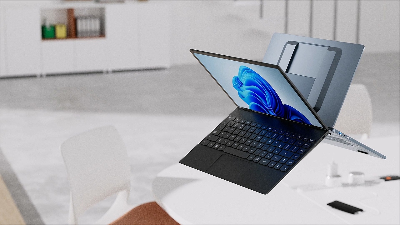 折叠笔记本电脑三维动画